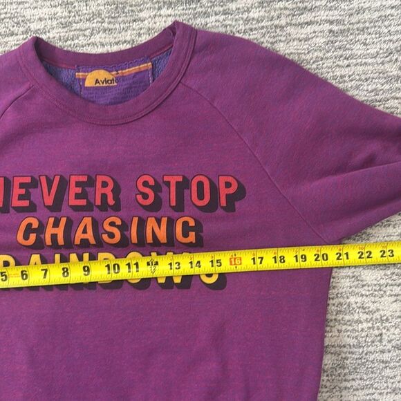 New Aviator Nation NEVER STOP CHASING RAINBOWS CREW SWEATSHIRT - PURPLE- Small - Picture 9 of 11